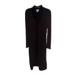 CDC Sweater Dress Size M Black Burgundy Lightweight Knit Cowl Neck 2 Pieces